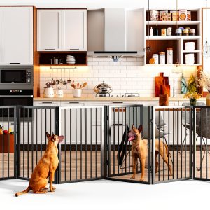 Vantas Metal Pet Gate Freestanding Folding Dog Fence-0