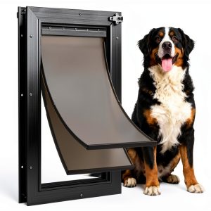 VOSOIR Large Dog Door Aluminum Sliding Panel Black-0