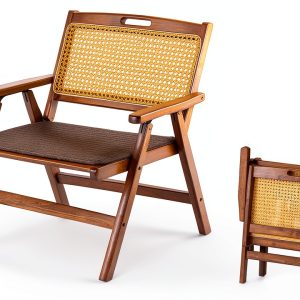 Cairsayo Folding Chair Bamboo Frame Solid Rattan Outdoor-0