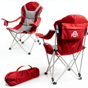 Picnic Time NCAA Reclining Camp Chair Dark Red Team Logo Portable-0