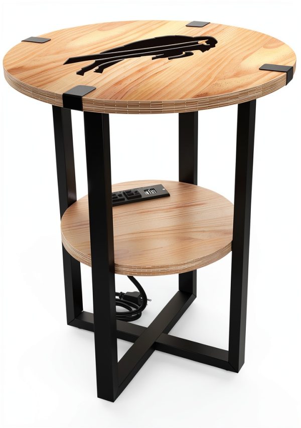 Imperial Side Table 18x18x22 Buffalo Bills End Table with Charger-0
