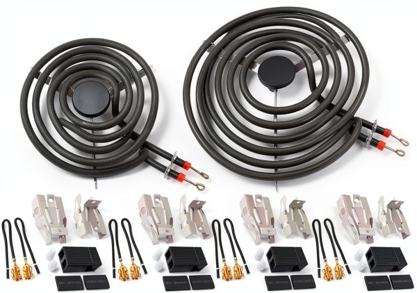 MP22YA Electric Range Burner Element Unit Set(2 pcs MP15YA 6" & 2 pcs MP21YA 8") with 4 Pack 330031 Surface Element Receptacle Kit by Beaquicy - Replacement for Whirlpool Ken-more Ranges/Stoves-0